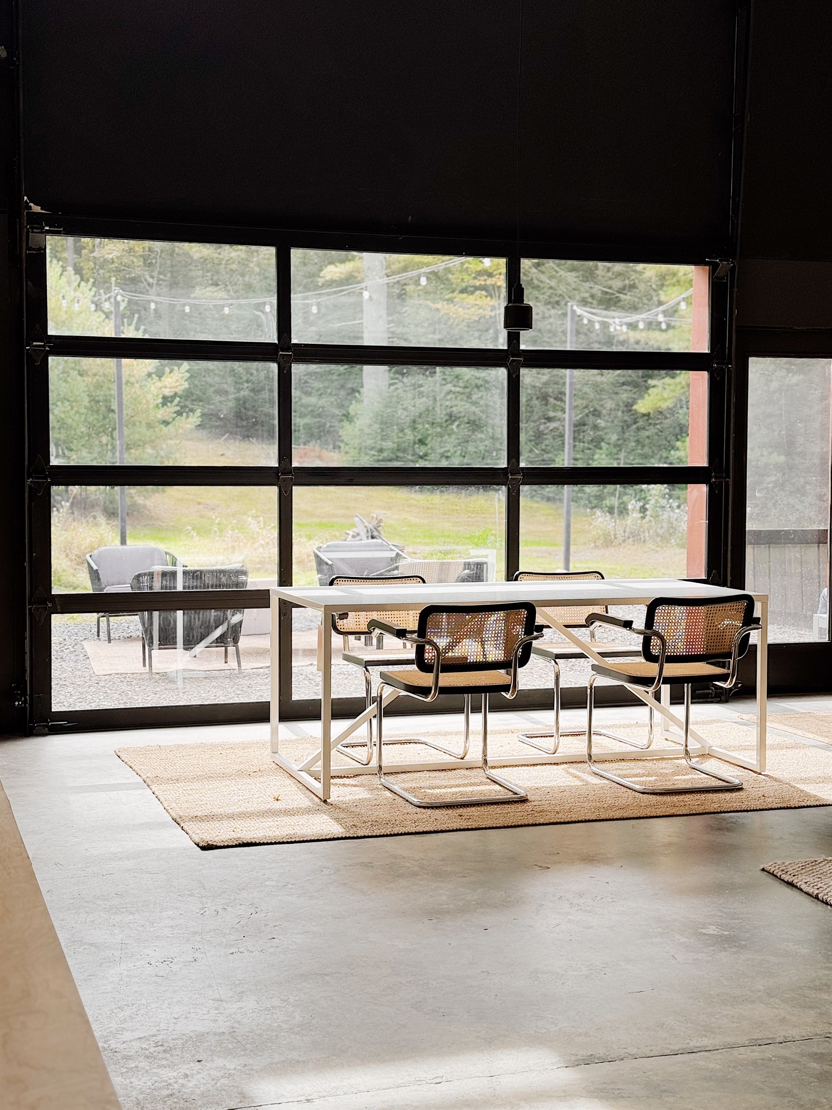 Dining table with view of the field