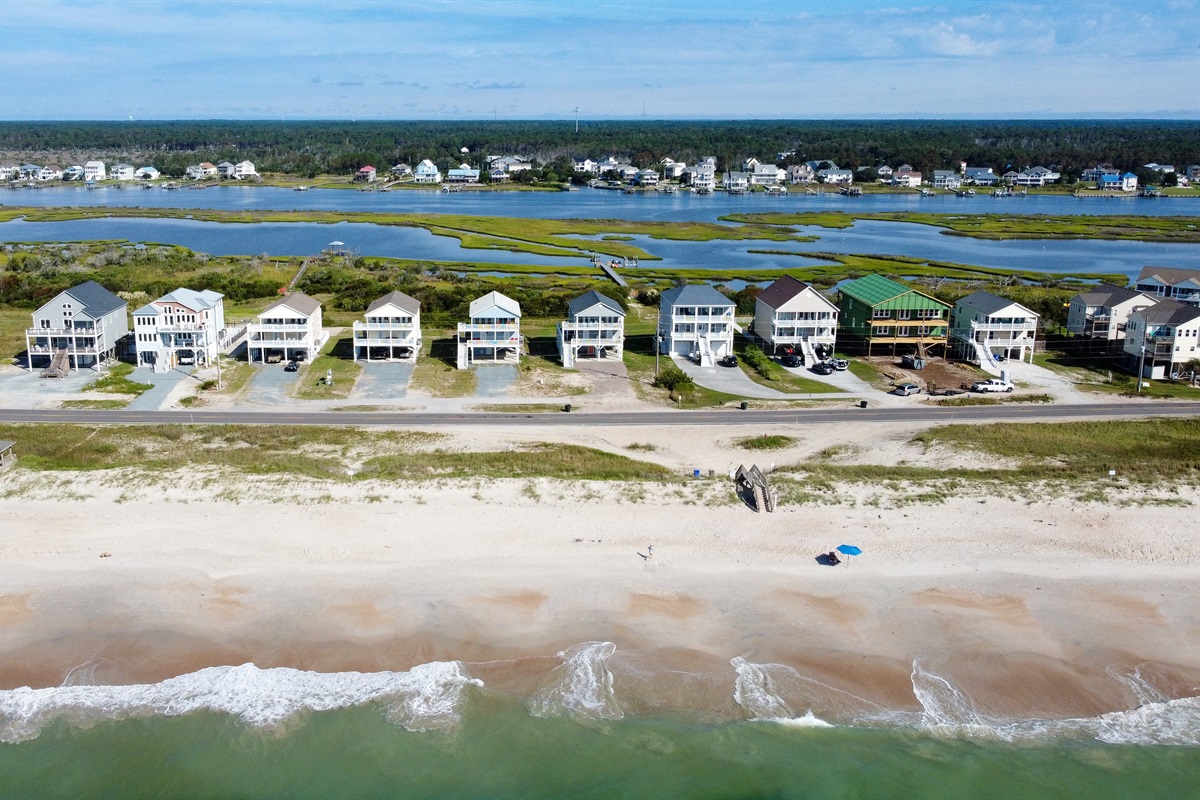 Beachfront houses with a stunning aerial view