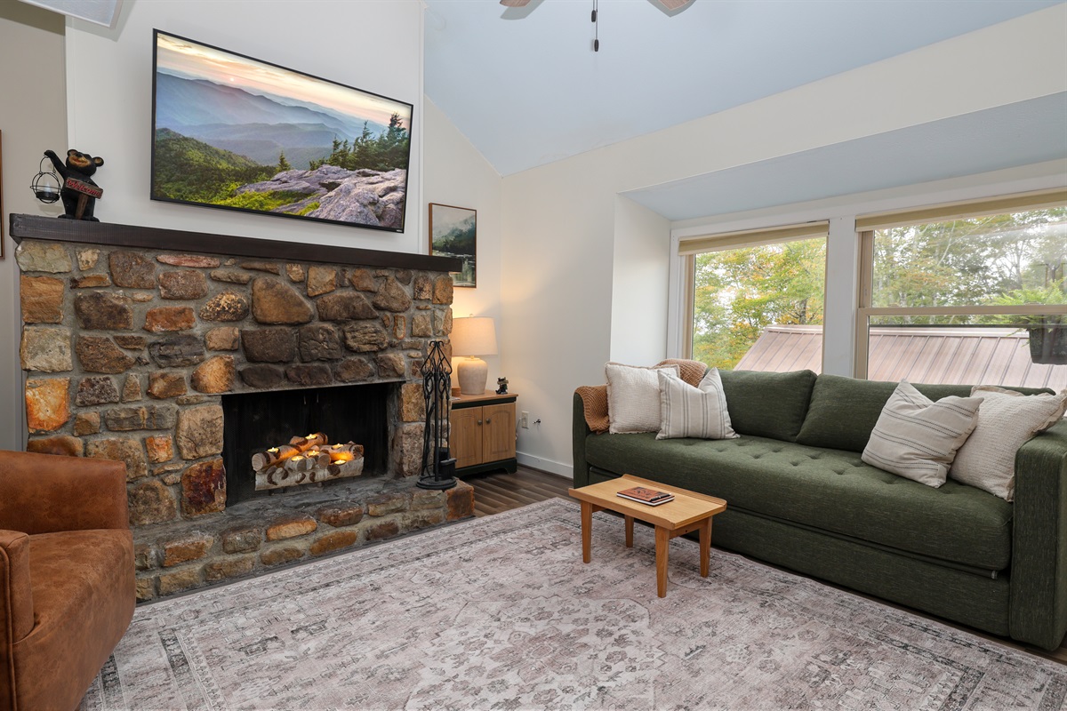 Open Concept Living Room + Fireplace