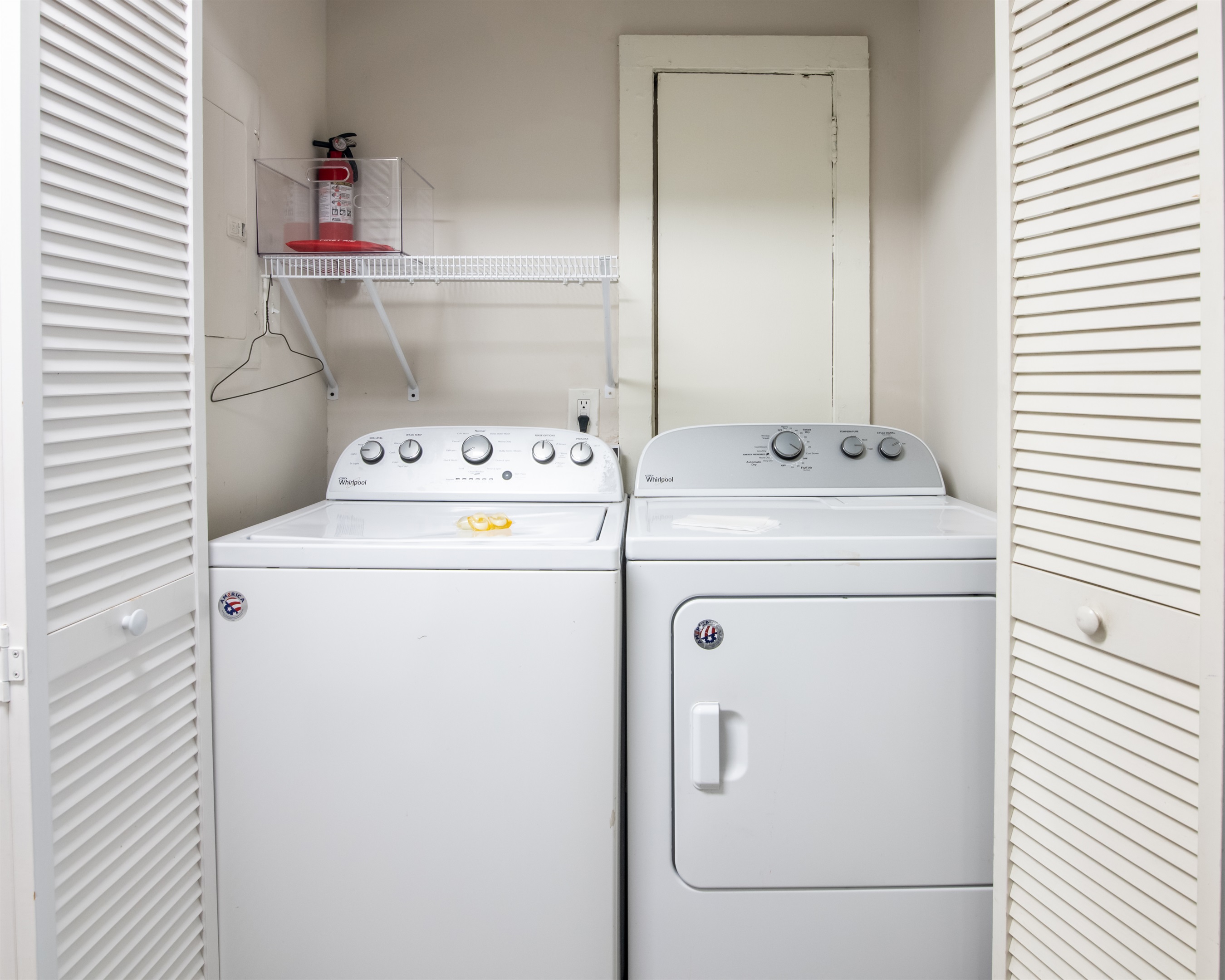 Fresh and functional laundry area featuring a washer and dryer—perfect for extended stays!