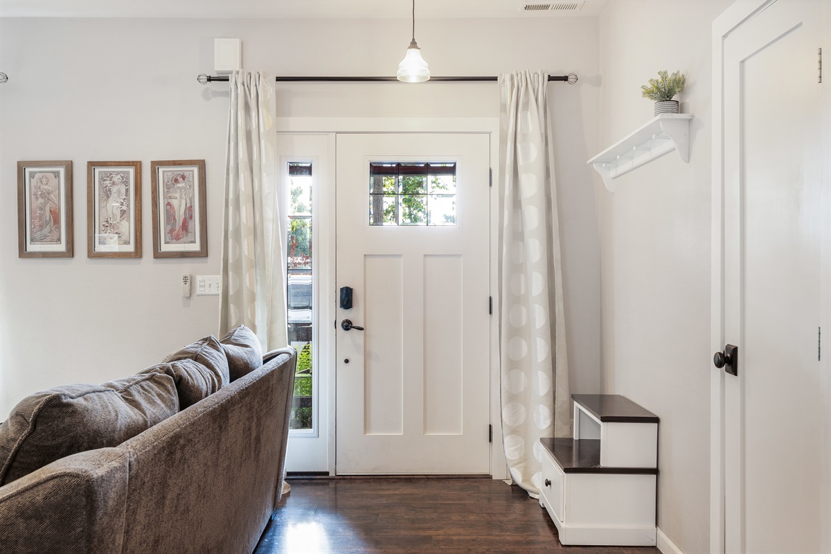 Front door and entry way