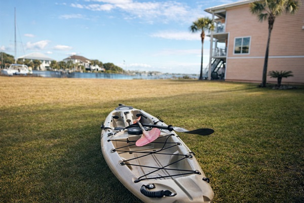 Fishing kayak ready for launch 