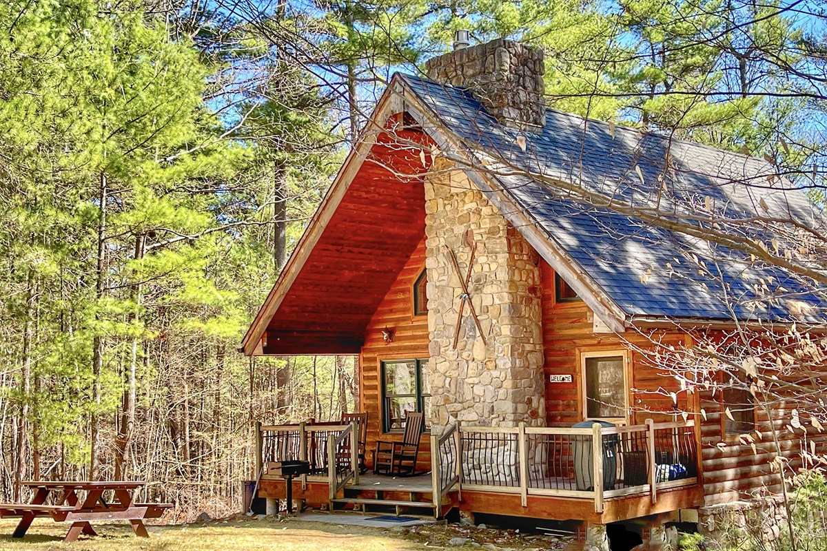 Adirondack Mountain Cabin is nestled on a serene 2 acres in the heart of the Adirondack Park, close to Whiteface Mountain and Lake Placid.