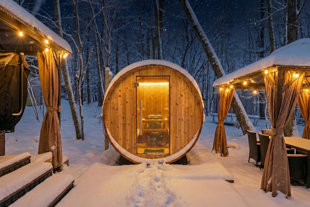 Cedar Barrel Sauna for a Private Spa Experience