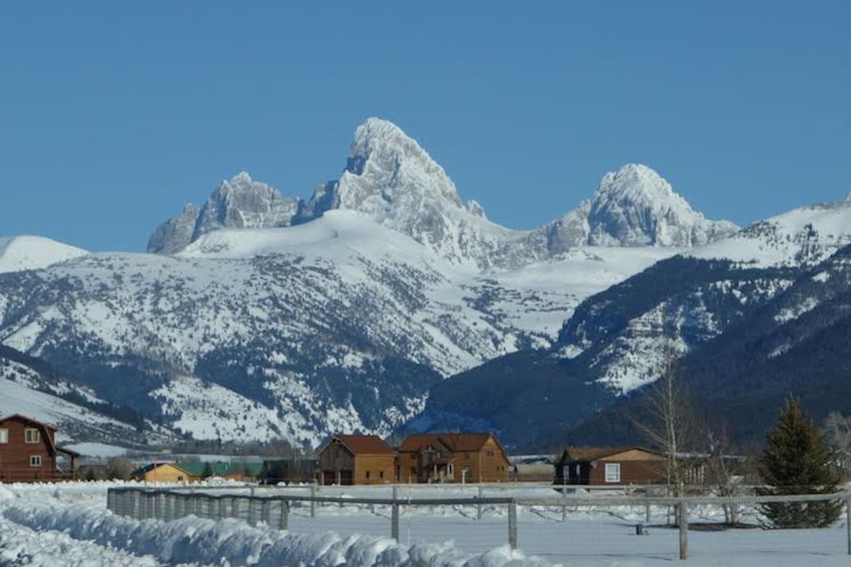 The snowy mountain views from the front porch are breathtaking.