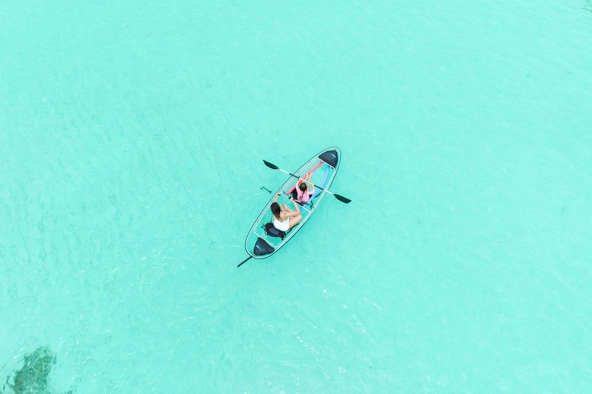 Crystal Kayaks in the perfectly clear waters of the Sea of Abaco