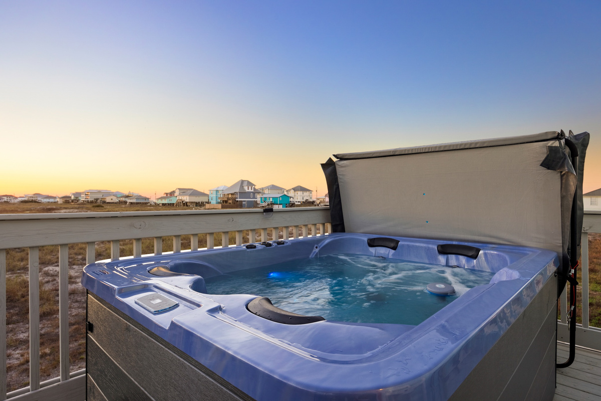 Enjoy your morning soak and coffee on the back porch