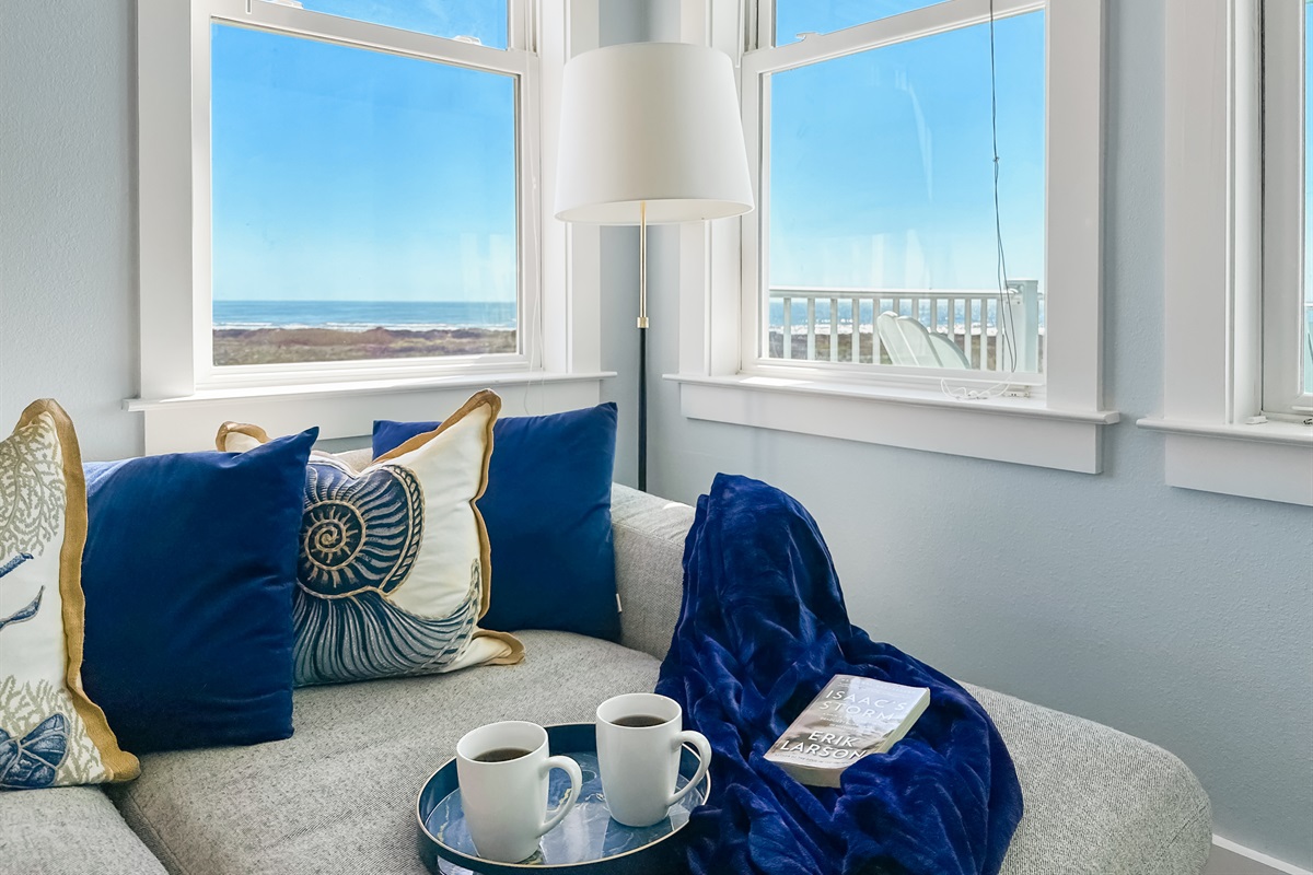 Where you can curl up with your coffee and enjoy beautiful ocean views.