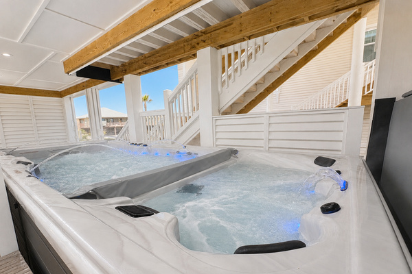 Experience the amazing massage capabilities of the hot tub.