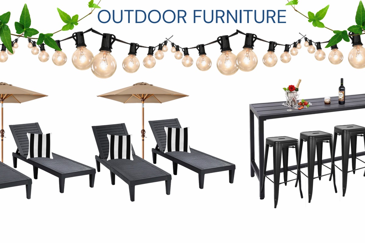 Soak up the sun or sip drinks by twilight. This resort-style patio features sleek chaise lounges with umbrellas and a high-top outdoor bar with metal stools. Perfect for poolside relaxation or a private happy hour under the lights.