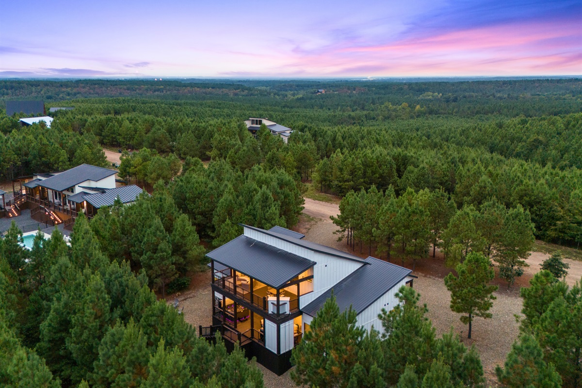 Private wooded setting with stunning sunsets over the treetops.