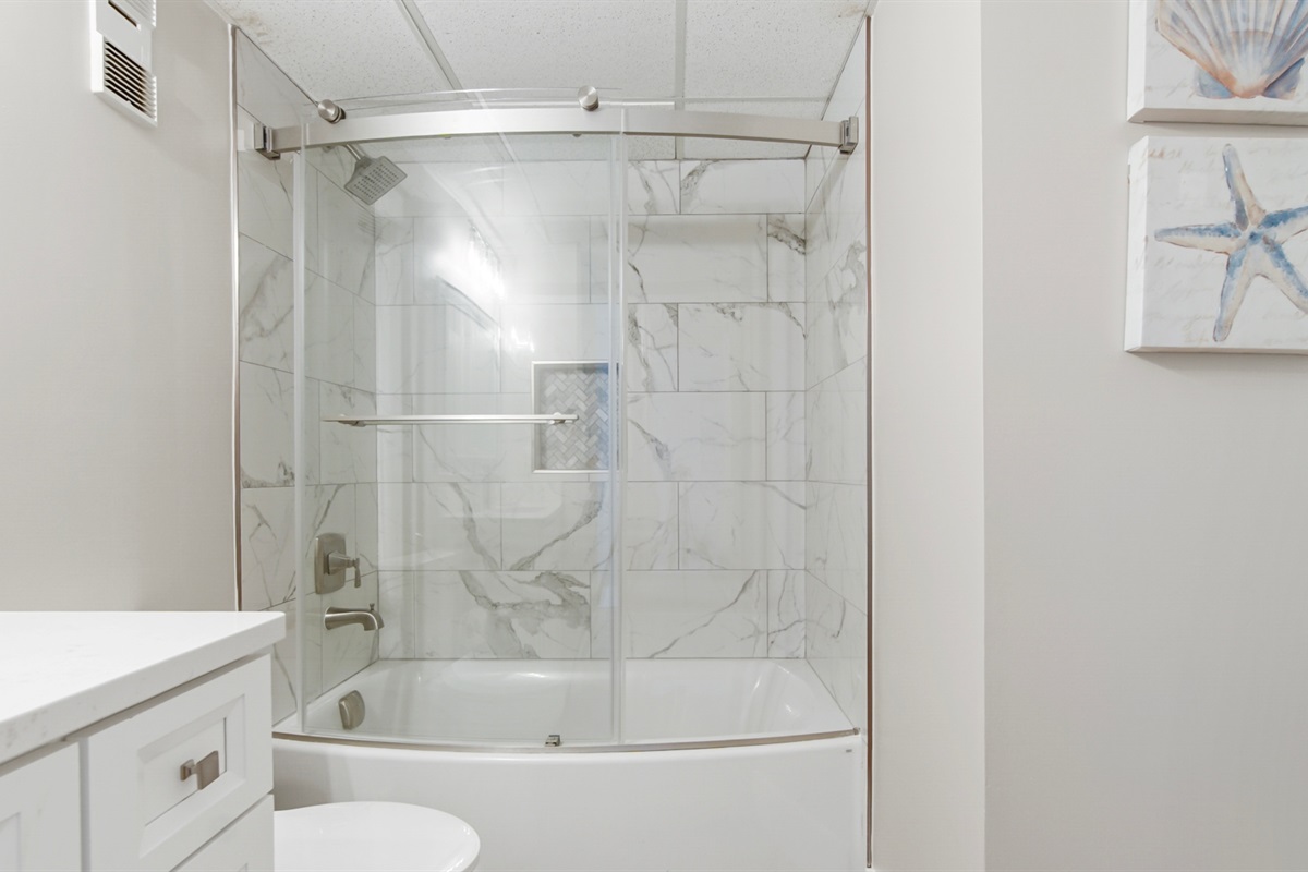 Second bathroom with tub/shower combo