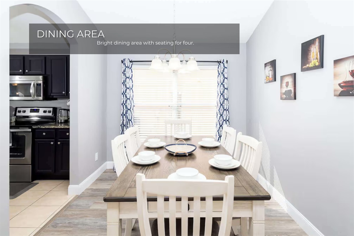 Gather around the table in this warm and inviting dining area.