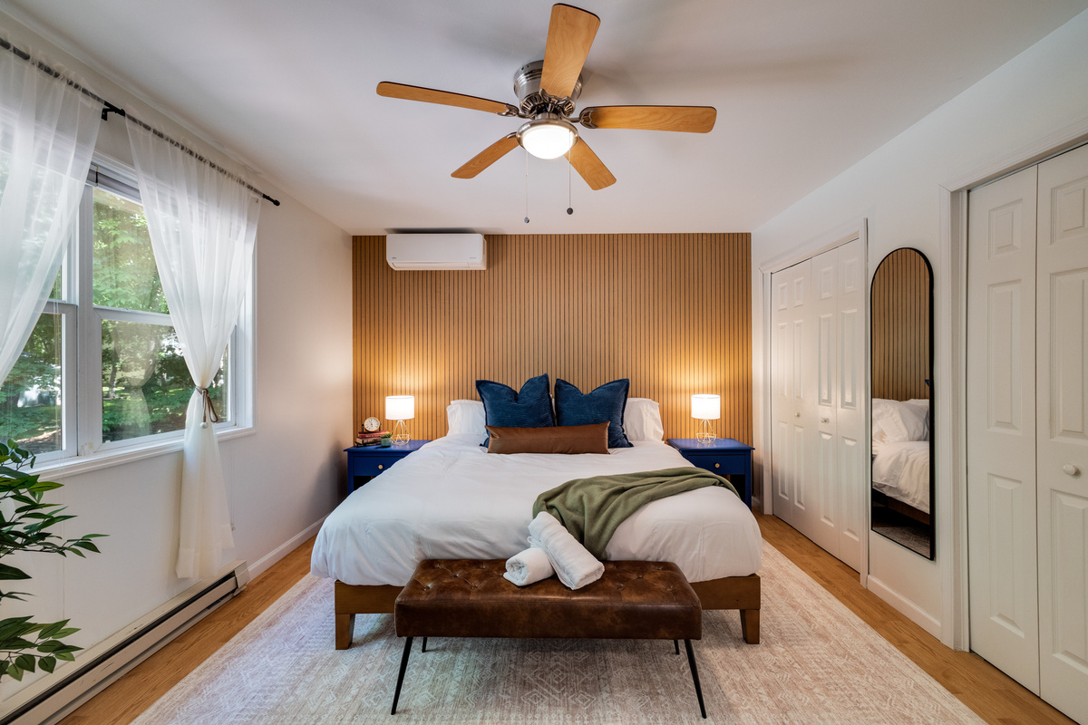The master bedroom with accent wall