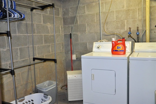 We provide a washer, dryer and laundry soap for your convenience, as well as an iron and ironing board.