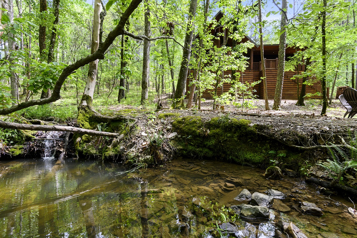 Enjoy the sound of the  babbling creek from the firepit area.