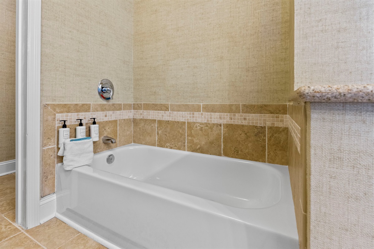 Ensuite Bathroom connected to Master Bedroom with Shower and Soaker Tub