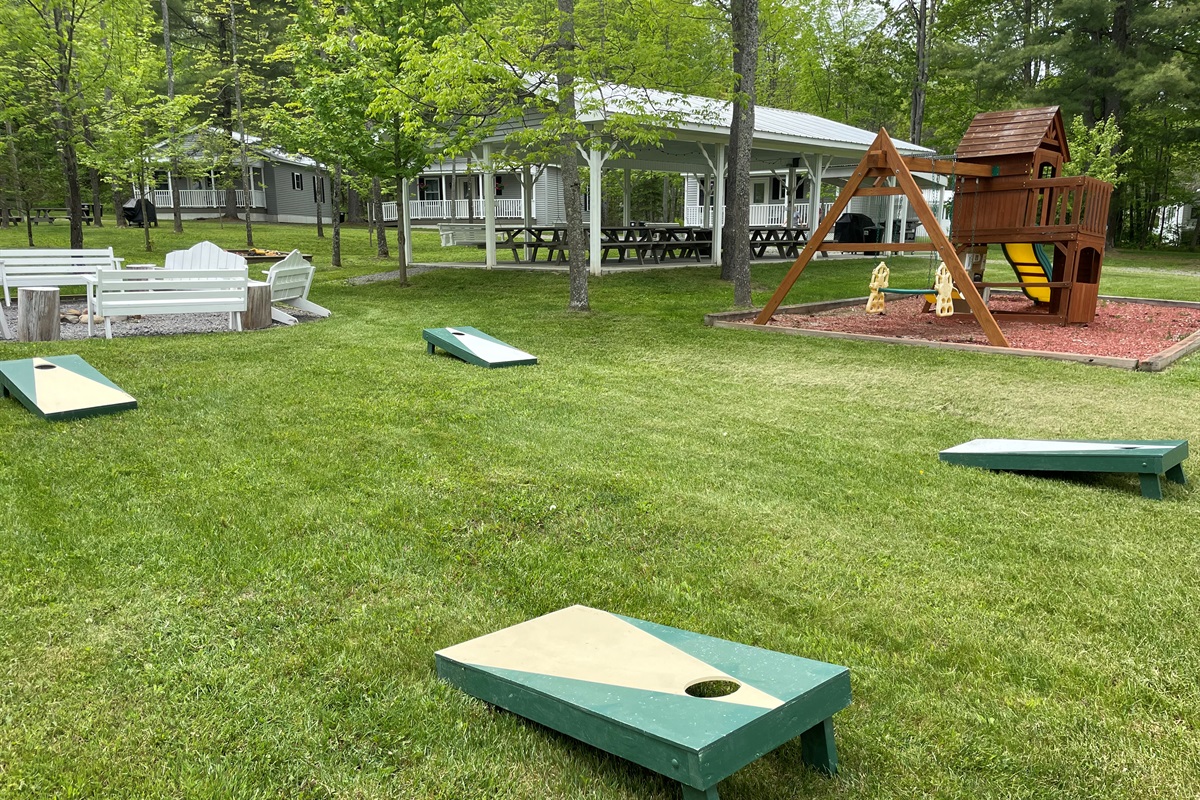 Swing set and lawn games