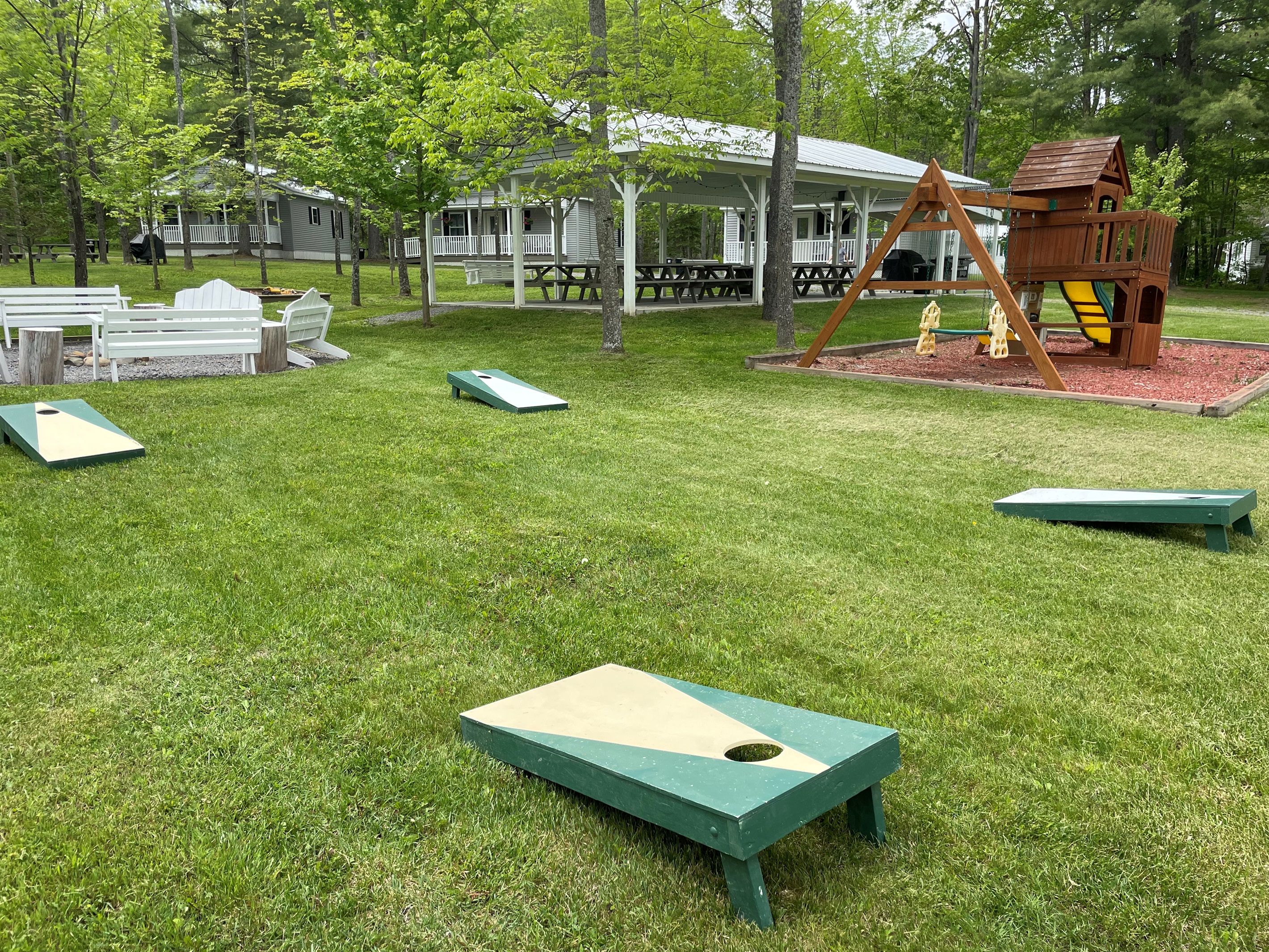 Swing set and lawn games