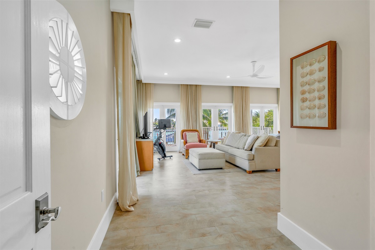 This bedroom is huge, including it's own lounge space.