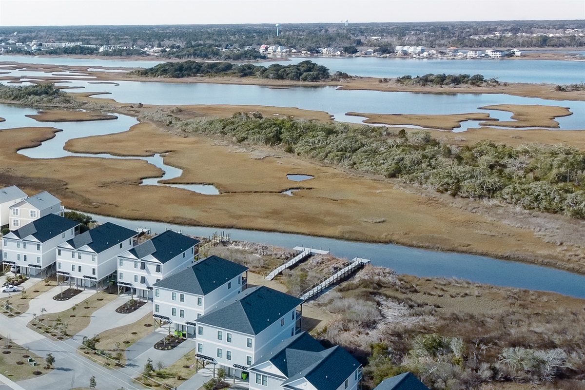 From above, it&rsquo;s easy to see why guests love it!  A relaxed coastal neighborhood with water views all around