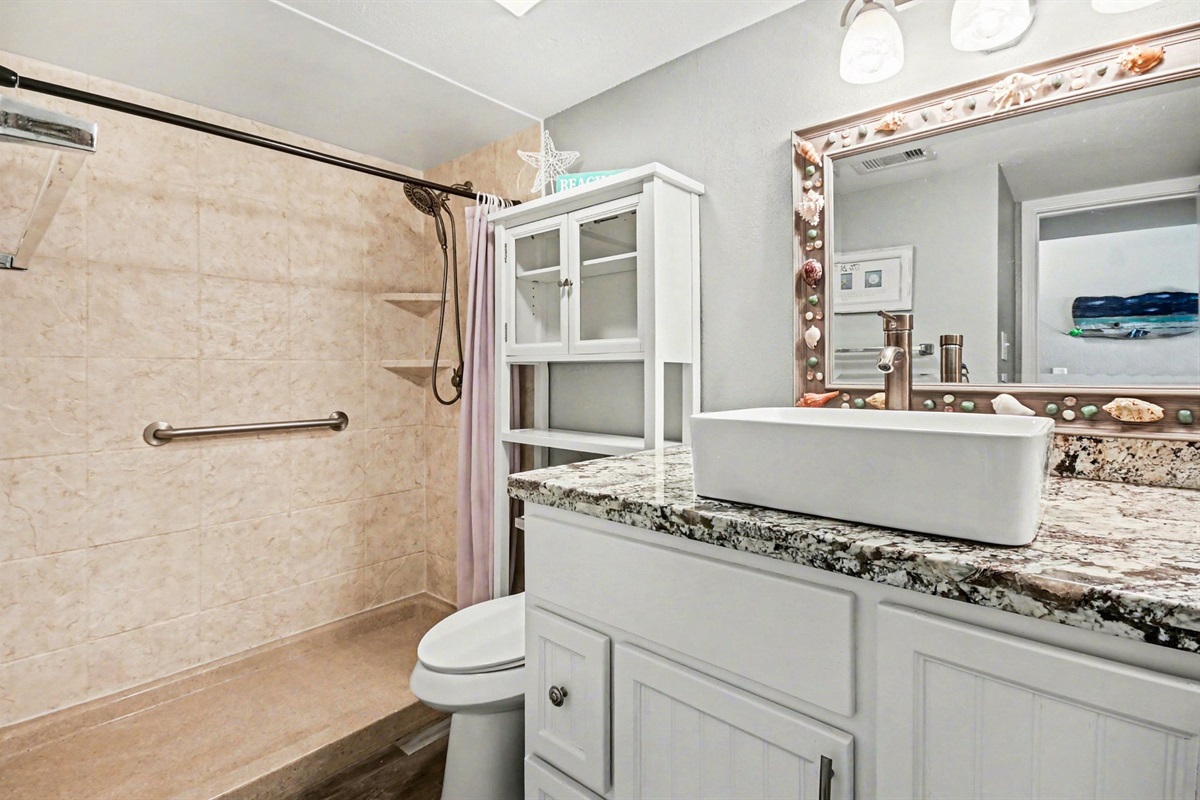 Updated bathroom with walk-in shower