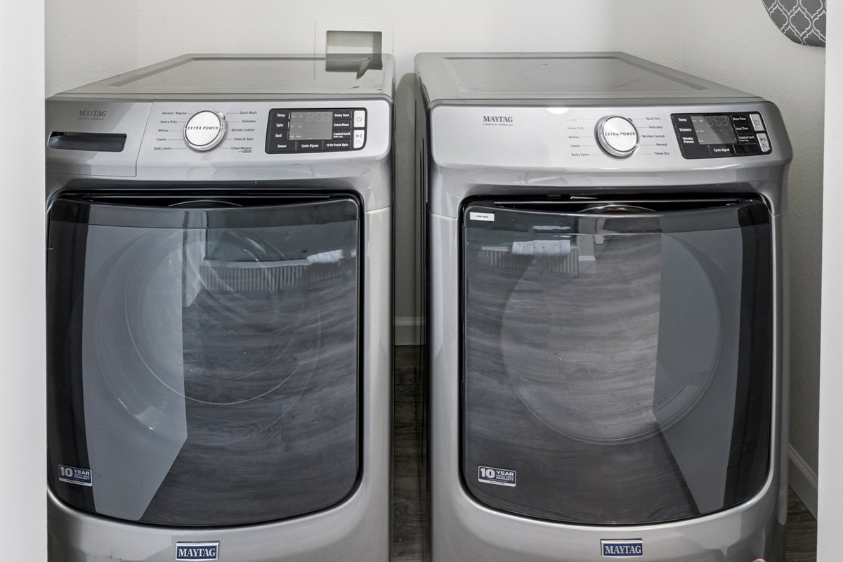 The washer/dryer is convenient for families and for longer stays