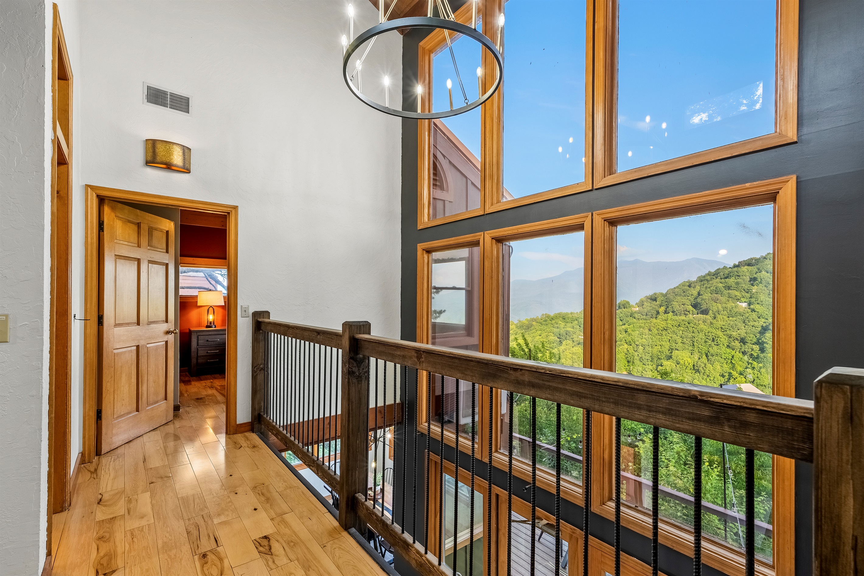 Huge wall of windows to soak in views of the Gondola, Ski Hills and LeConte!