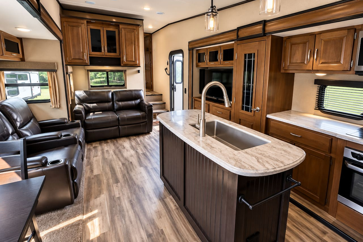 Spacious kitchen and living room