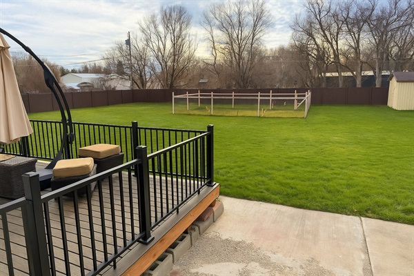 Patio overlooking the back yard.