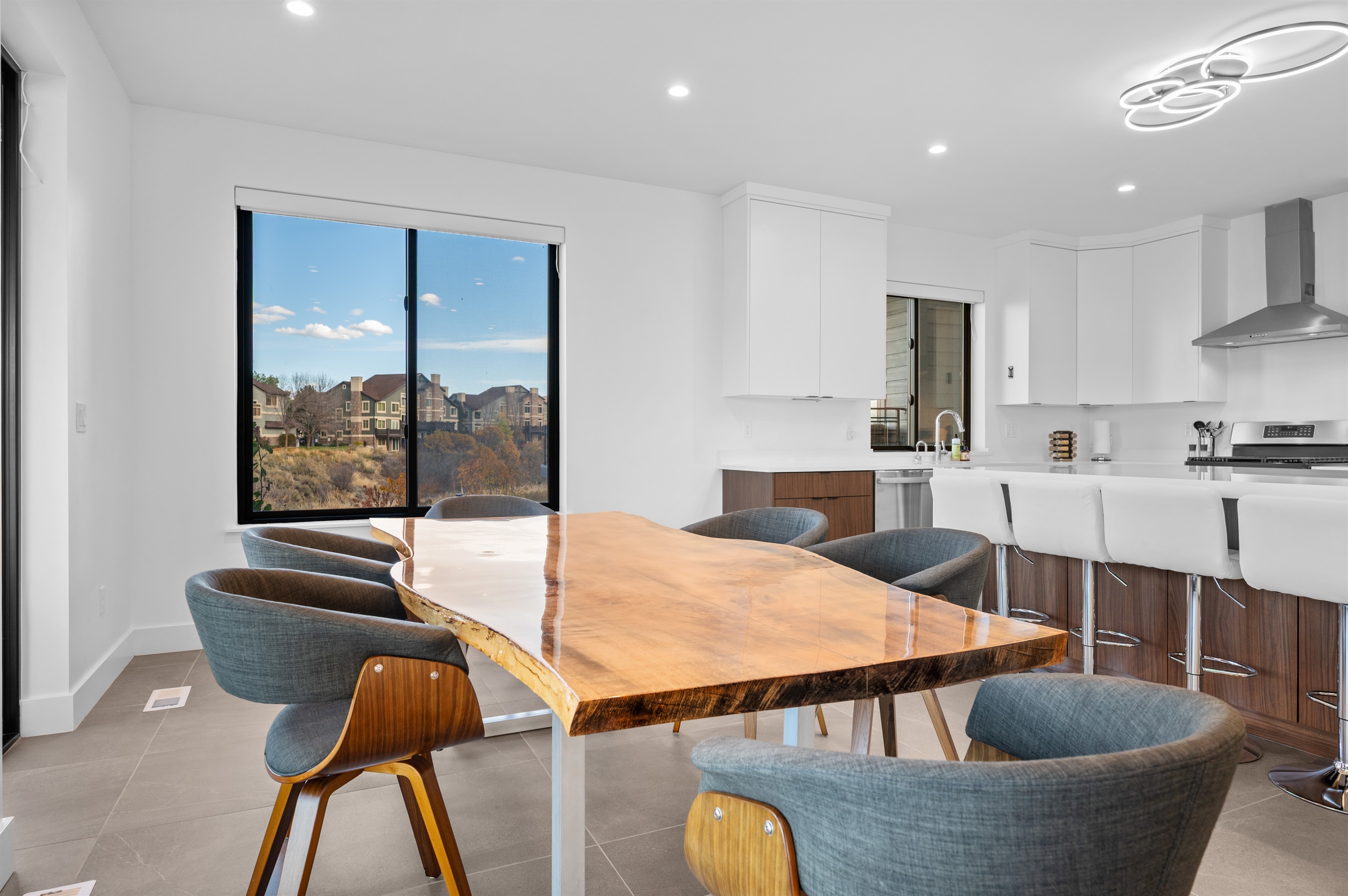 Enjoy meals and conversation with loved ones in this bright, open dining space