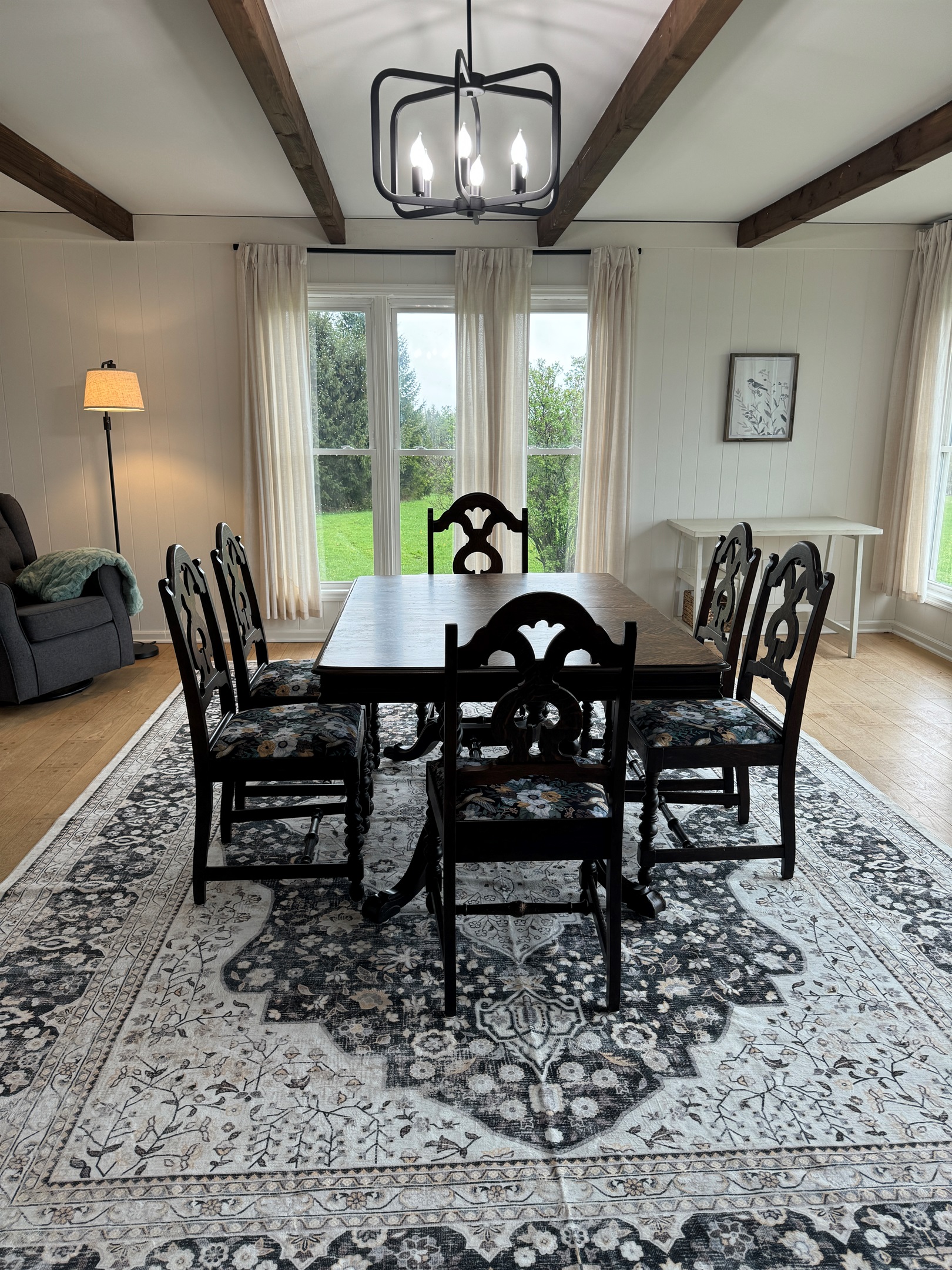 Dining room with reading chair and desk