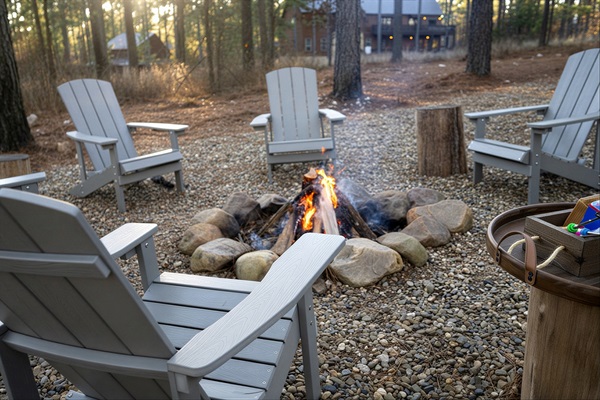 Outdoor fire pit with seating for evenings spent under the stars.