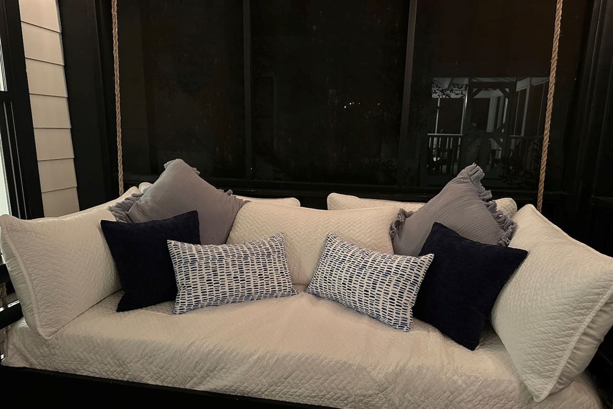 Cozy bed swing with linens