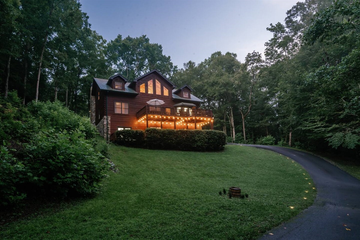 Twilight at the cabin. 