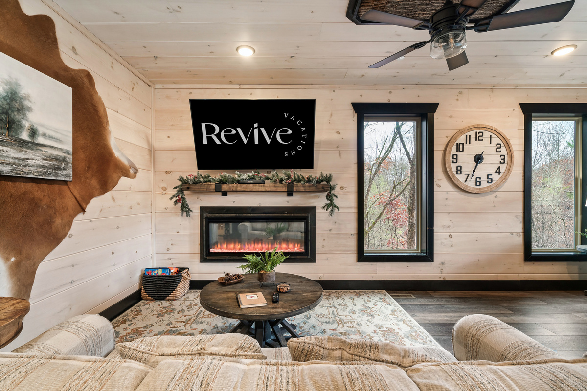 Enjoy an evening snuggling and enjoying TV, next to the fireplace.
