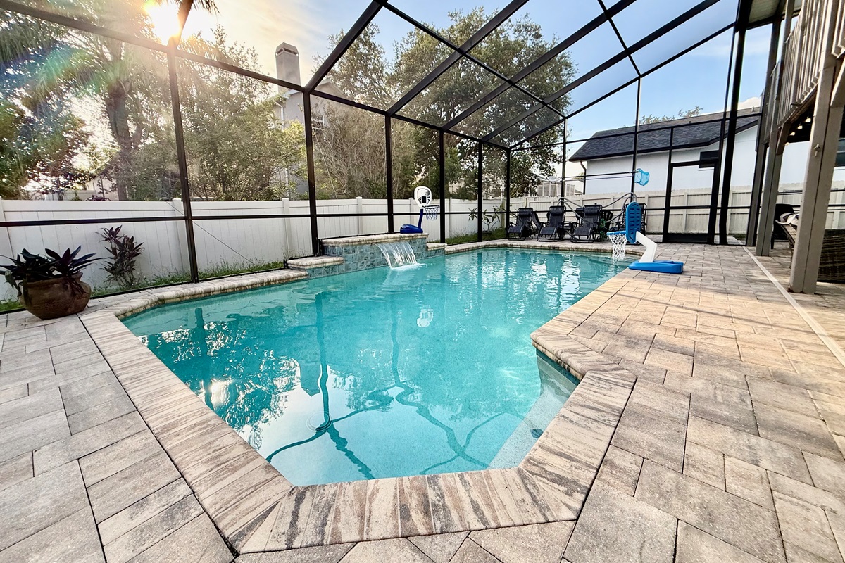 This outdoor space is more than just a pool—it's a vacation experience all on its own, ideal for morning laps, afternoon lounging, or evening entertainment.