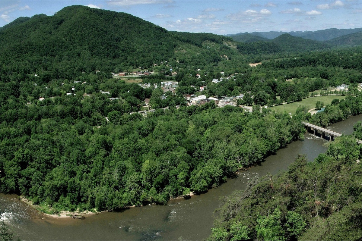Bird's eye view of Hot Springs in the Summer