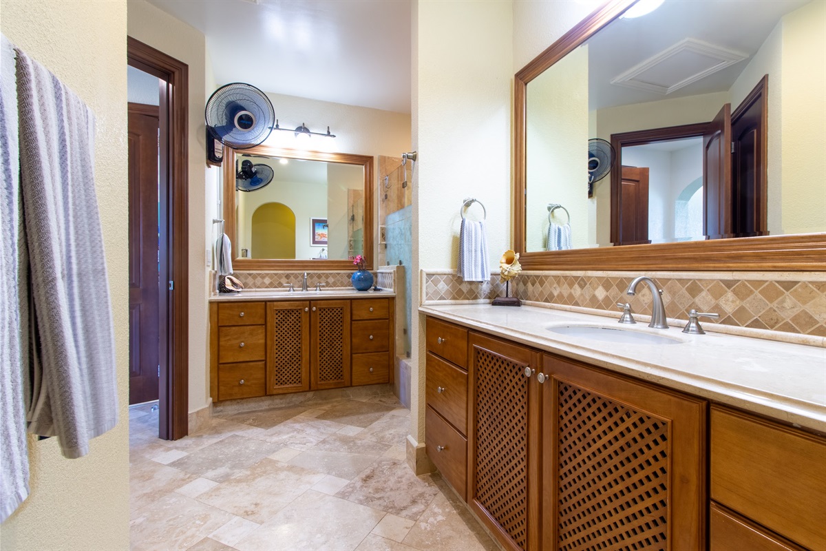 Guest Suite #1 bathroom with dual vanities