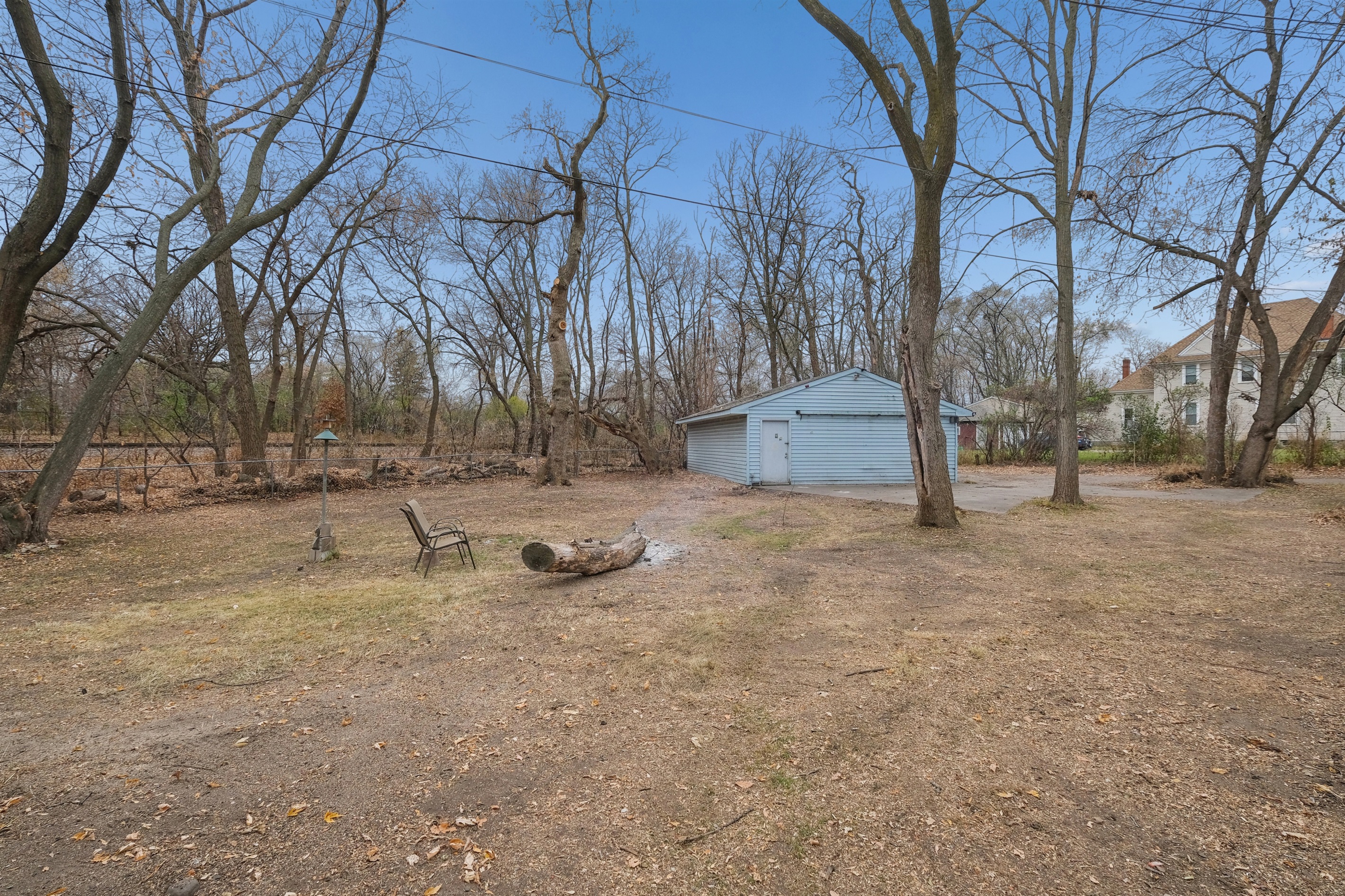 The large backyard is great for approved pets and a little fire. 