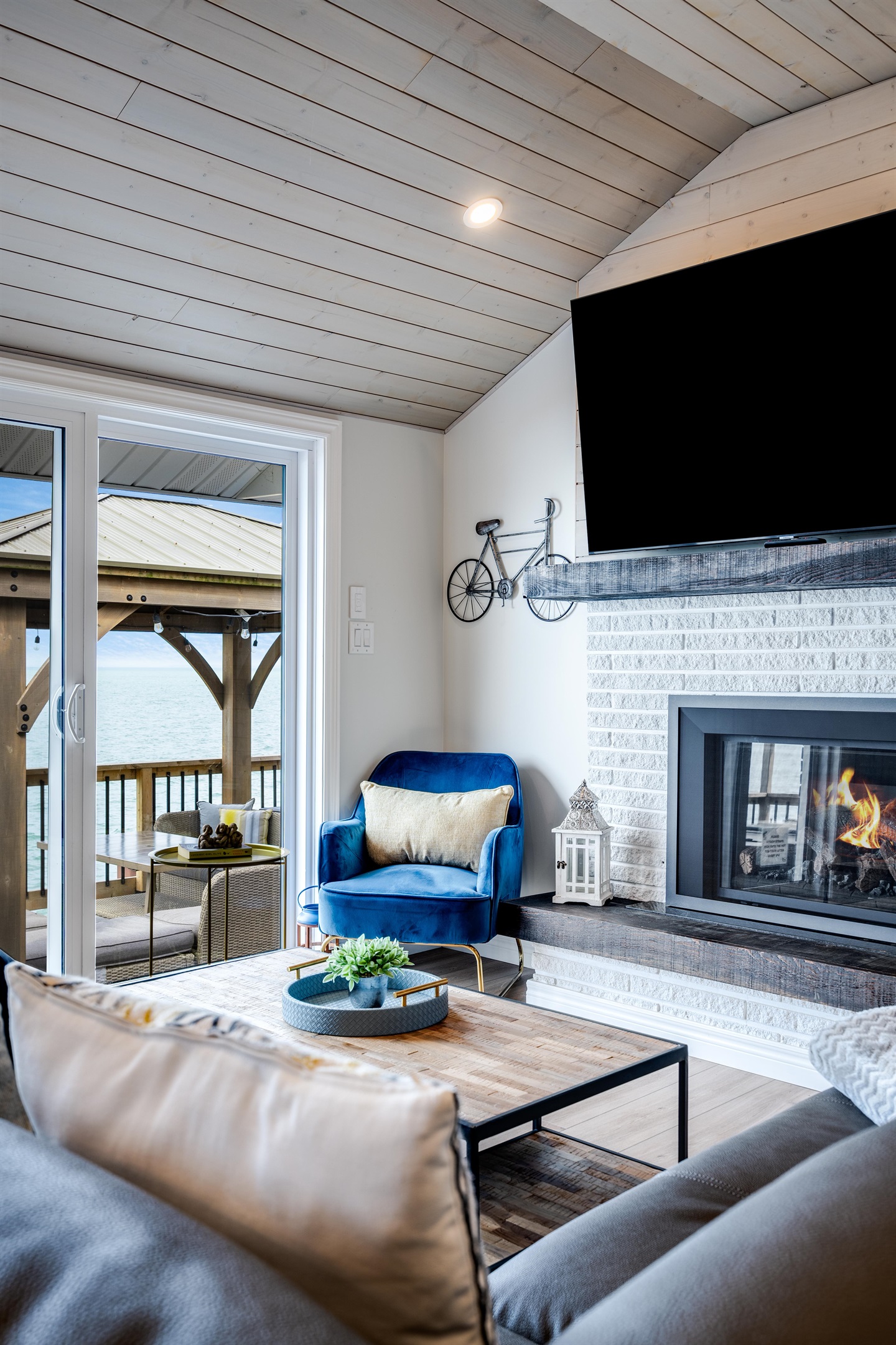 Living room with fireplace