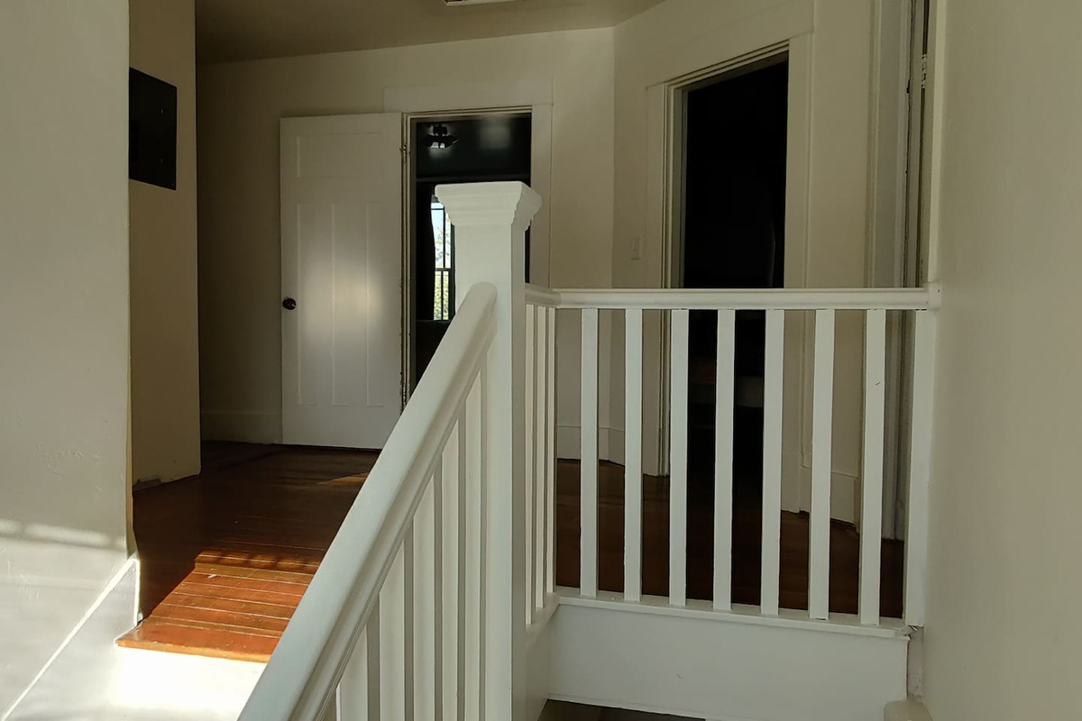 Stairway landing on the second floor.
