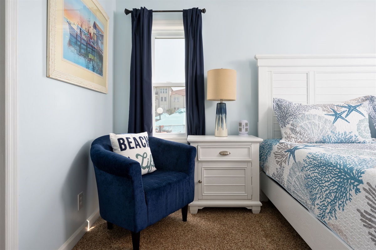 Bedroom 2 features extra seating 