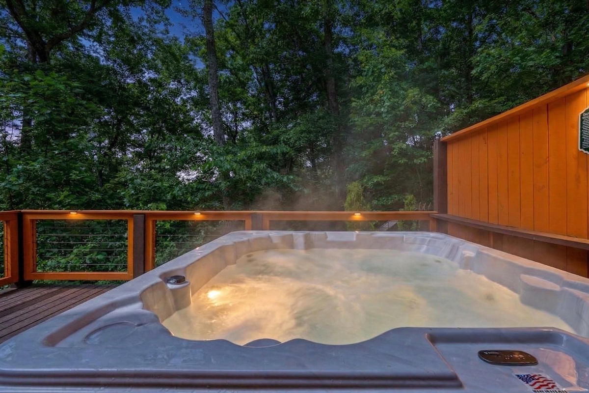 Private hot tub deck at Wandering Oak cabin rental in Pigeon Forge TN