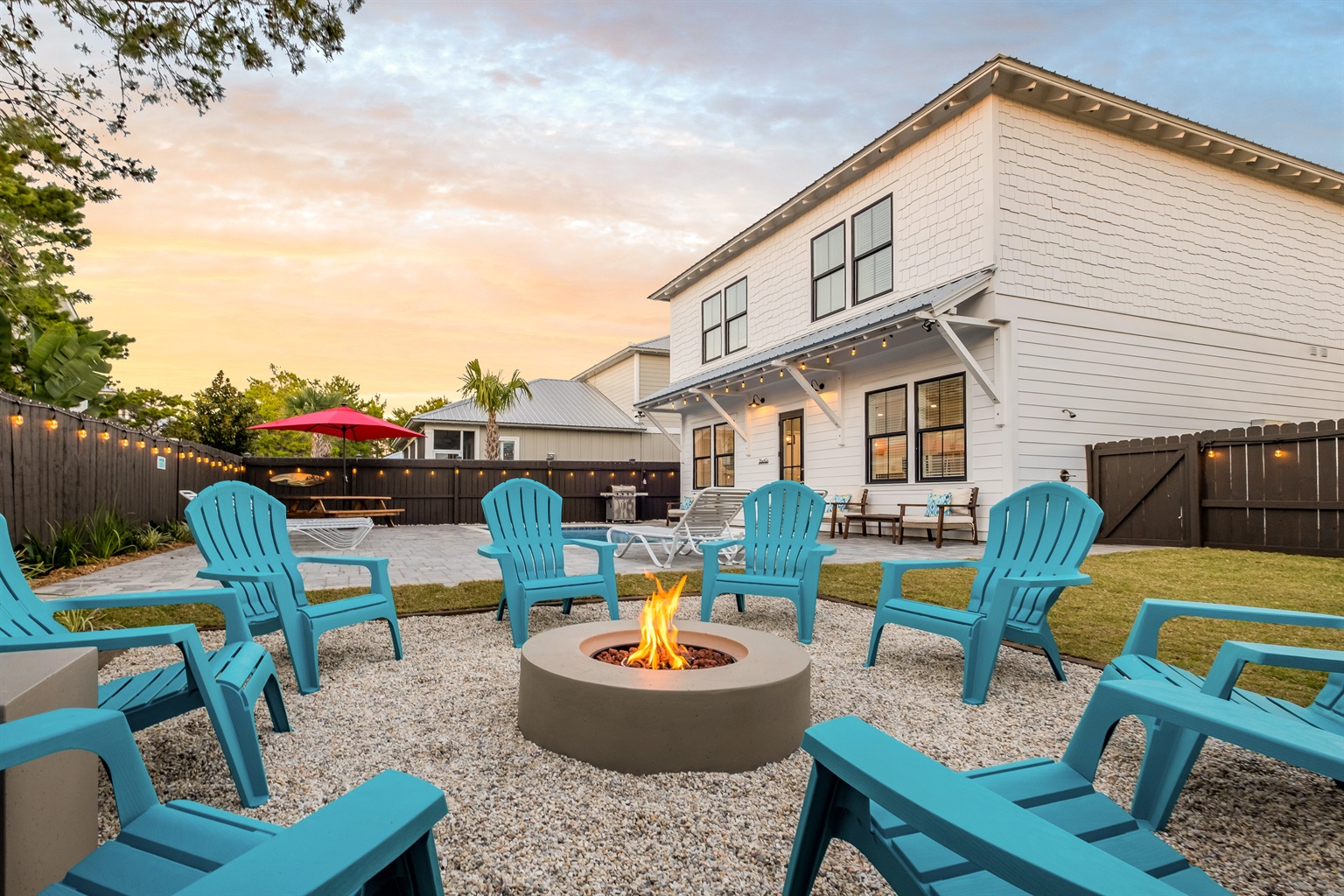 Get warm by the outdoor firepit. Don't forget the marshmallows 😊.