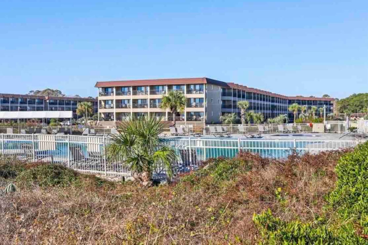 Resort pool and buildings