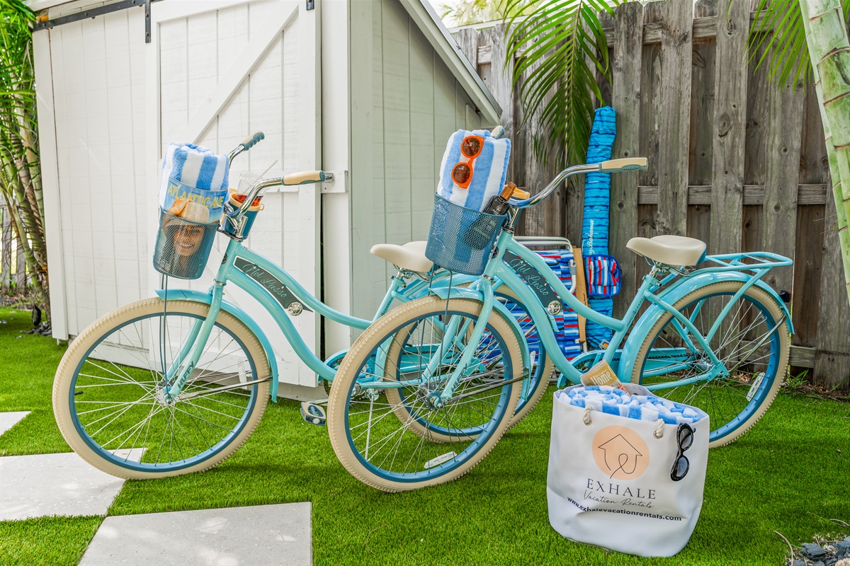 Cruise the neighborhood in style with our complimentary designer beach cruisers.