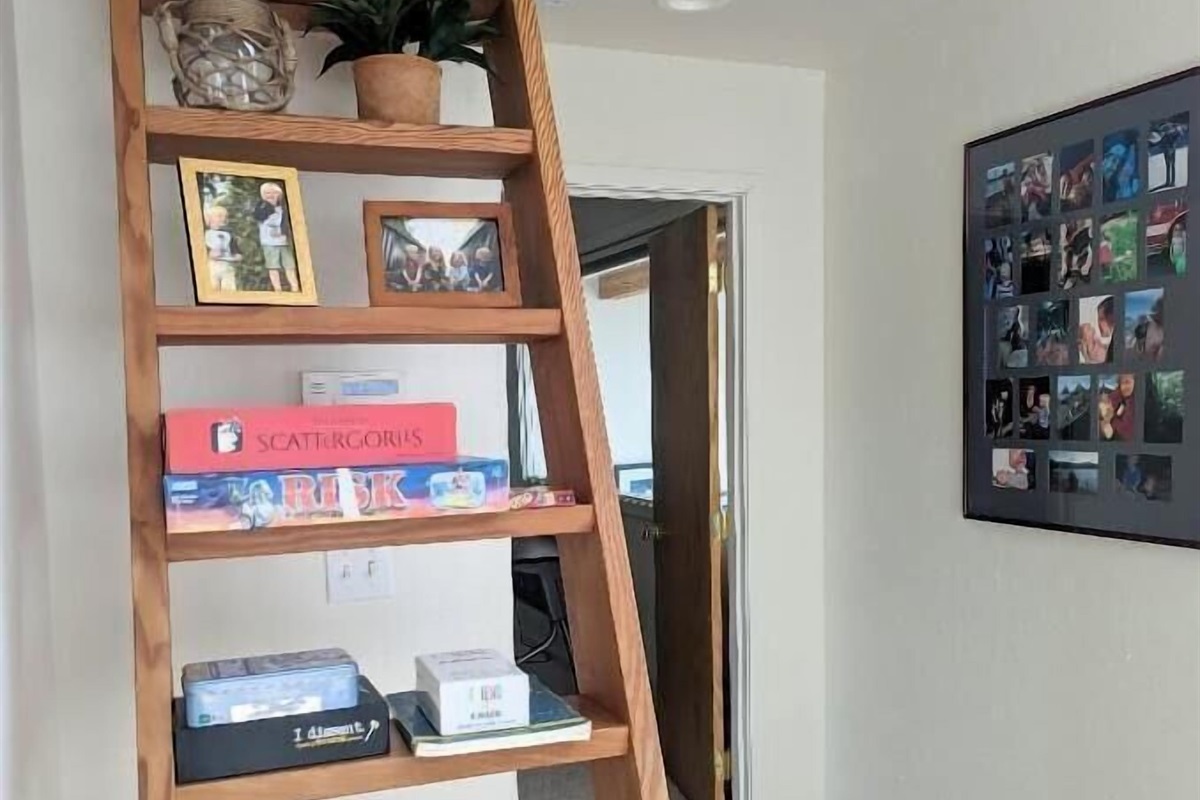 bookcase in primary sitting area