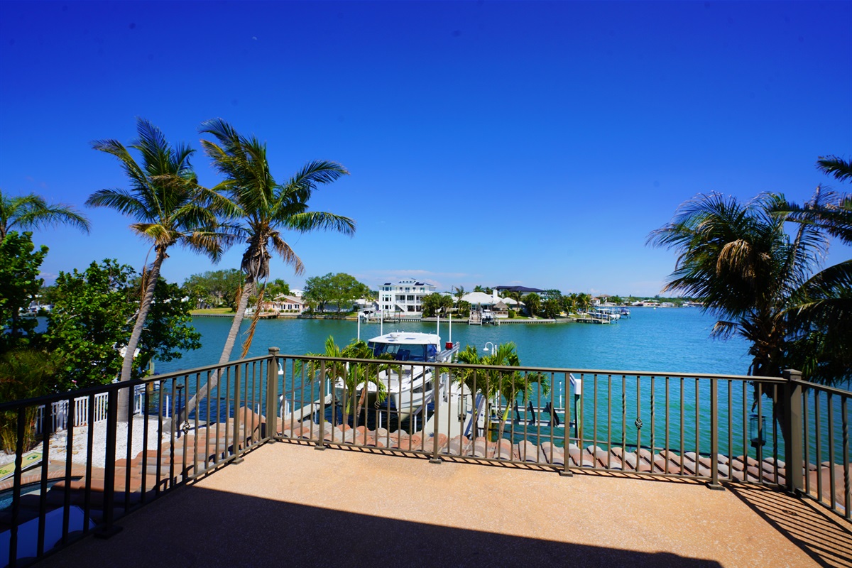 The second floor master balcony is a greaat place to welcome the day.