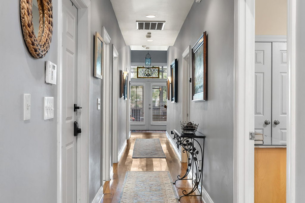 Interior. Bedrooms off hallway.